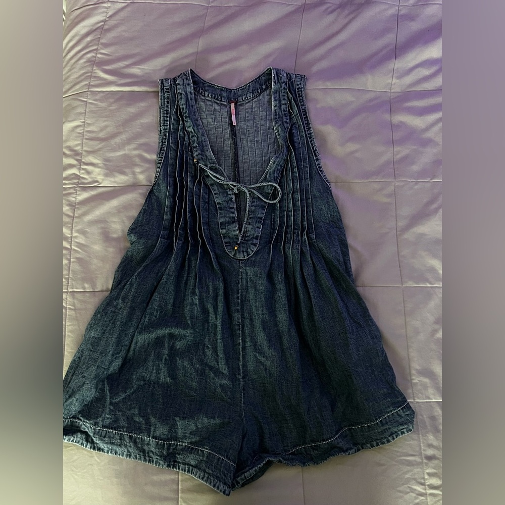 Free People Denim Blue Romper